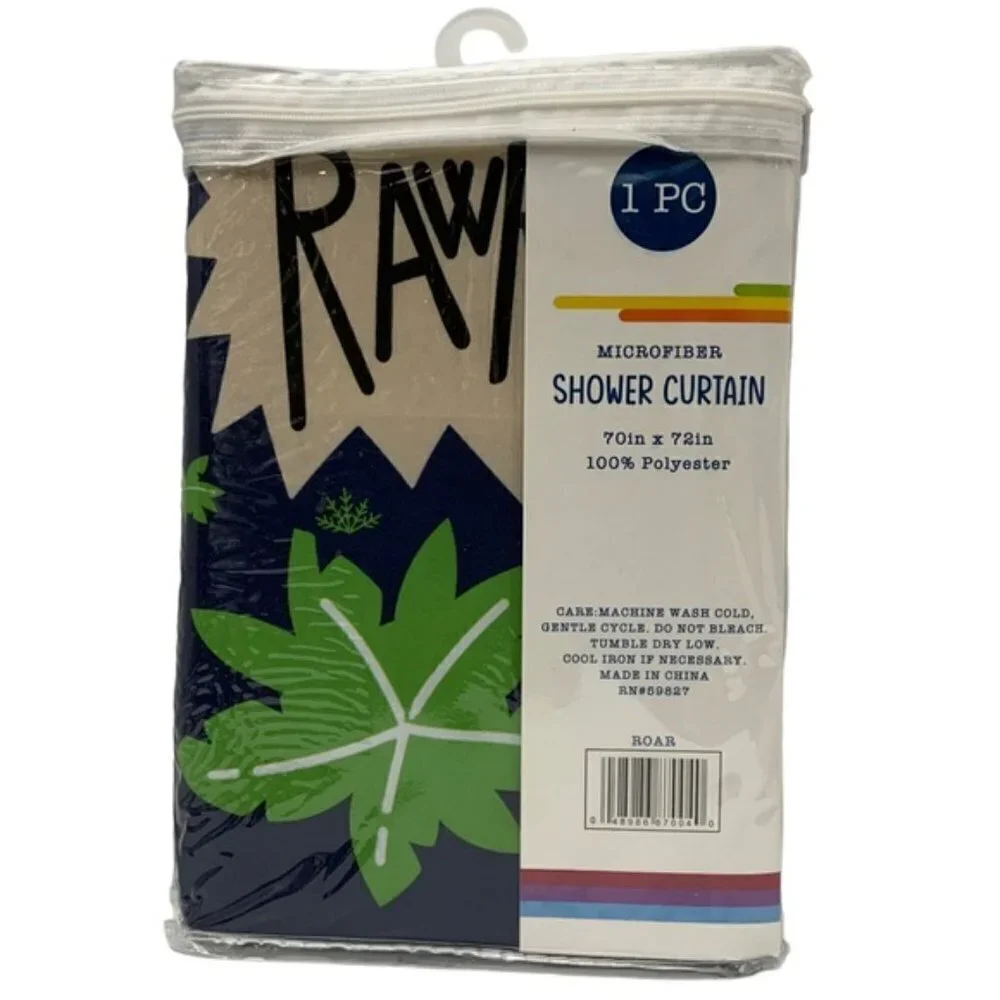 Matt & Maddie Dinosaur Fabric Shower Curtain 70 X 72 In Dark Blue Multicolor